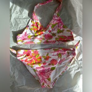 Lilly Pulitzer White & Pink Tropical Floral Print Girl's Size 16
